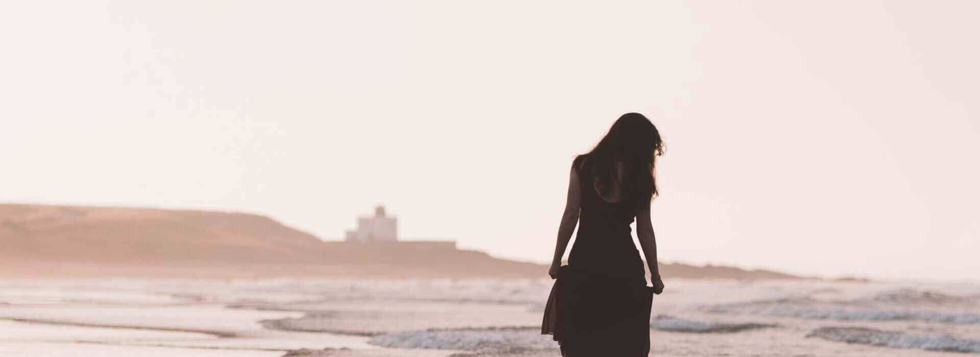 Women walking on Northumberland